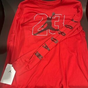 Jordan Red Graphic Long Sleeve Tee